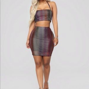 Multicolor 2 piece skirt set